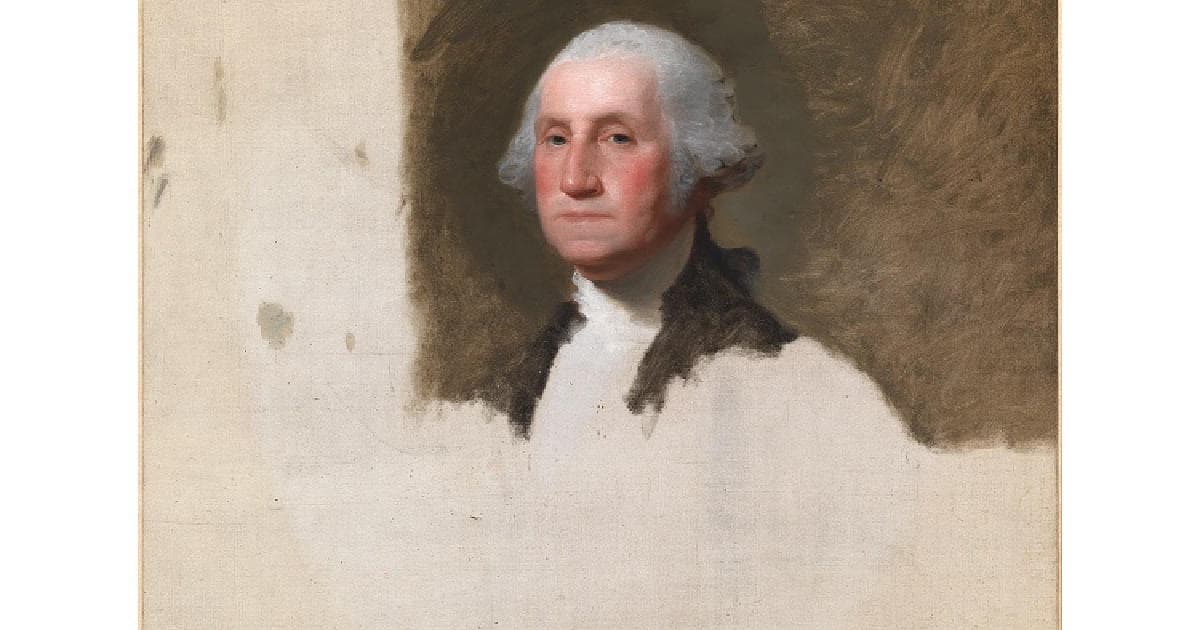 Athenaeum-type likeness of George Washington, used as a wall object. Notice Nearby does not claim the canvas.
